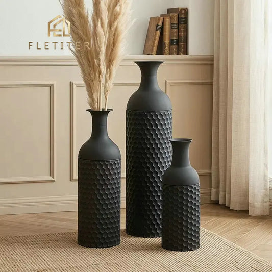 Fletiter Iron Floor Vase Set Of 3 Modern Minimalist Decor