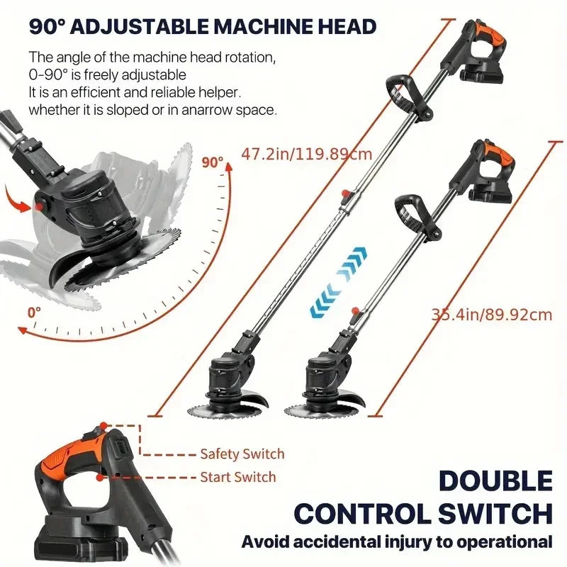 Wireless Portable Weed Trimmer Edger For Lawn With Dual Batteries