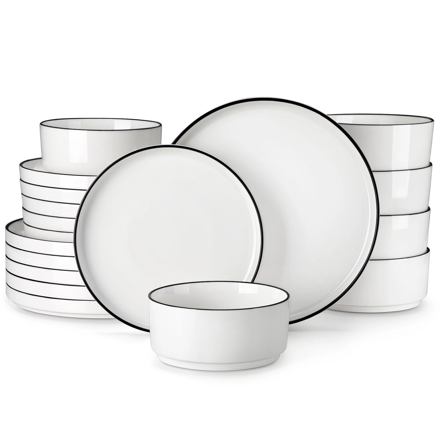 MALACASA Ceramic Dinnerware Sets 12/16/18/24 Piece Dinner Plates