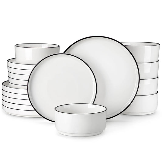 MALACASA Ceramic Dinnerware Sets 12/16/18/24 Piece Dinner Plates