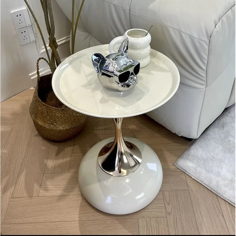 LIUSHADUOLA Modern Wrought Iron Round Corner Coffee Table
