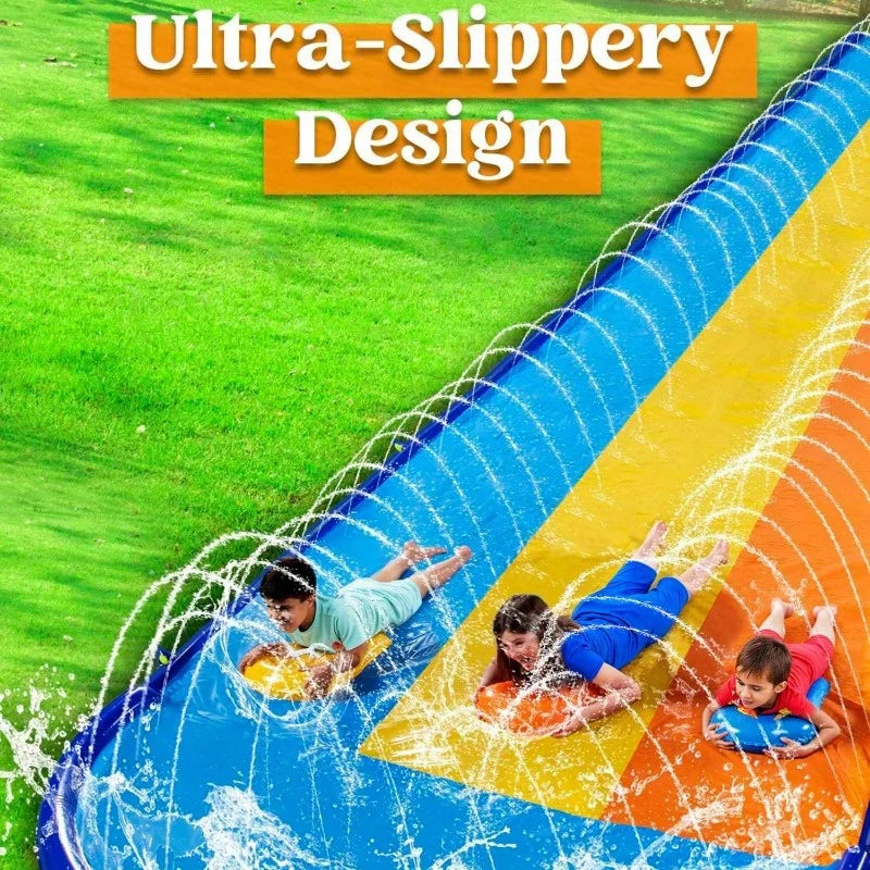 Joyfy Triple Lawn Water Slide With Built In Sprinkler