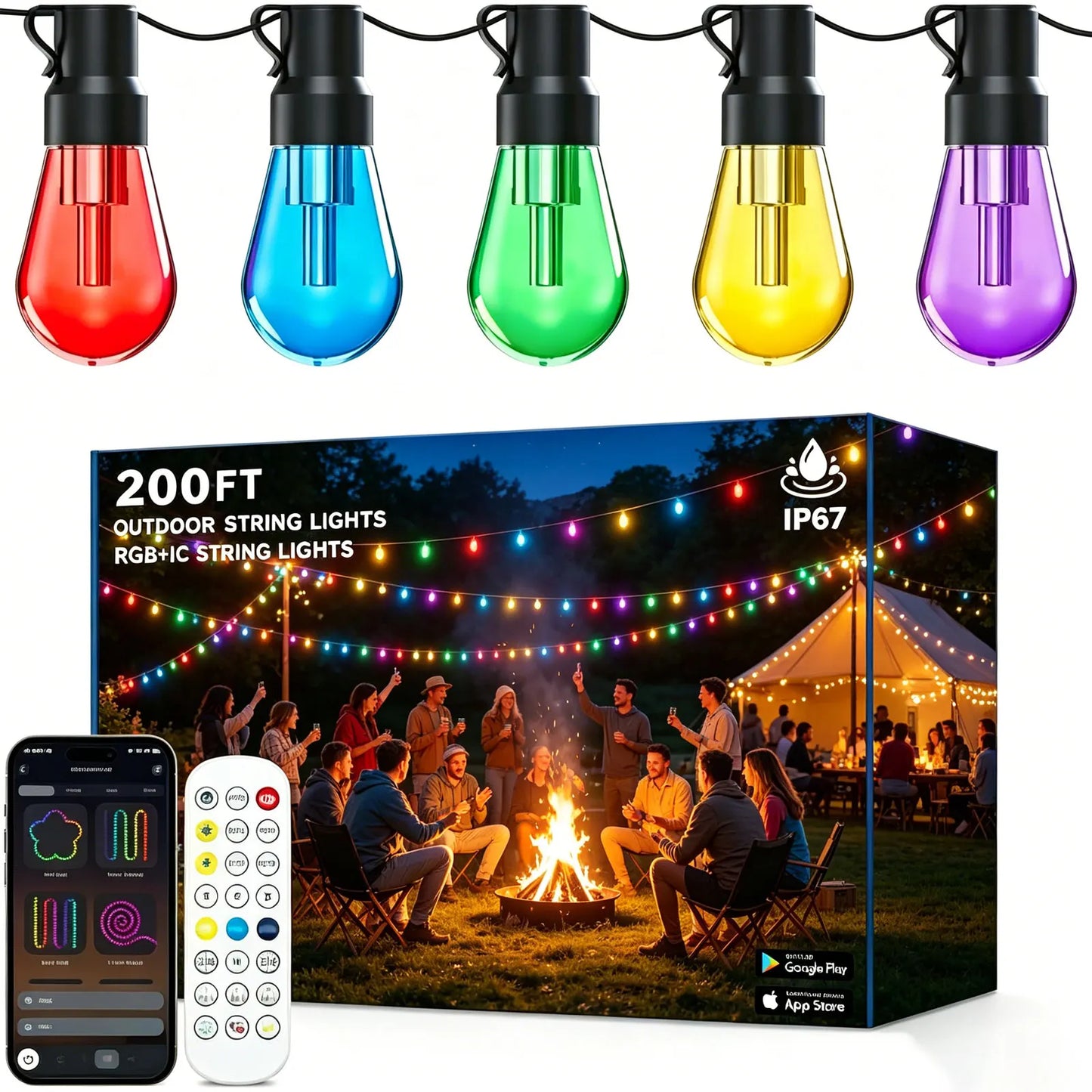 Outdoor IP67 Dimmable LED Shatterproof String Lights With IC