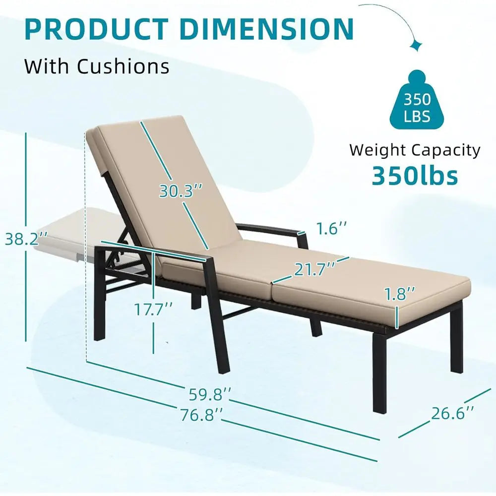 Outdoor Rattan Lounge Chairs With Wheels Set For Patio And Garden
