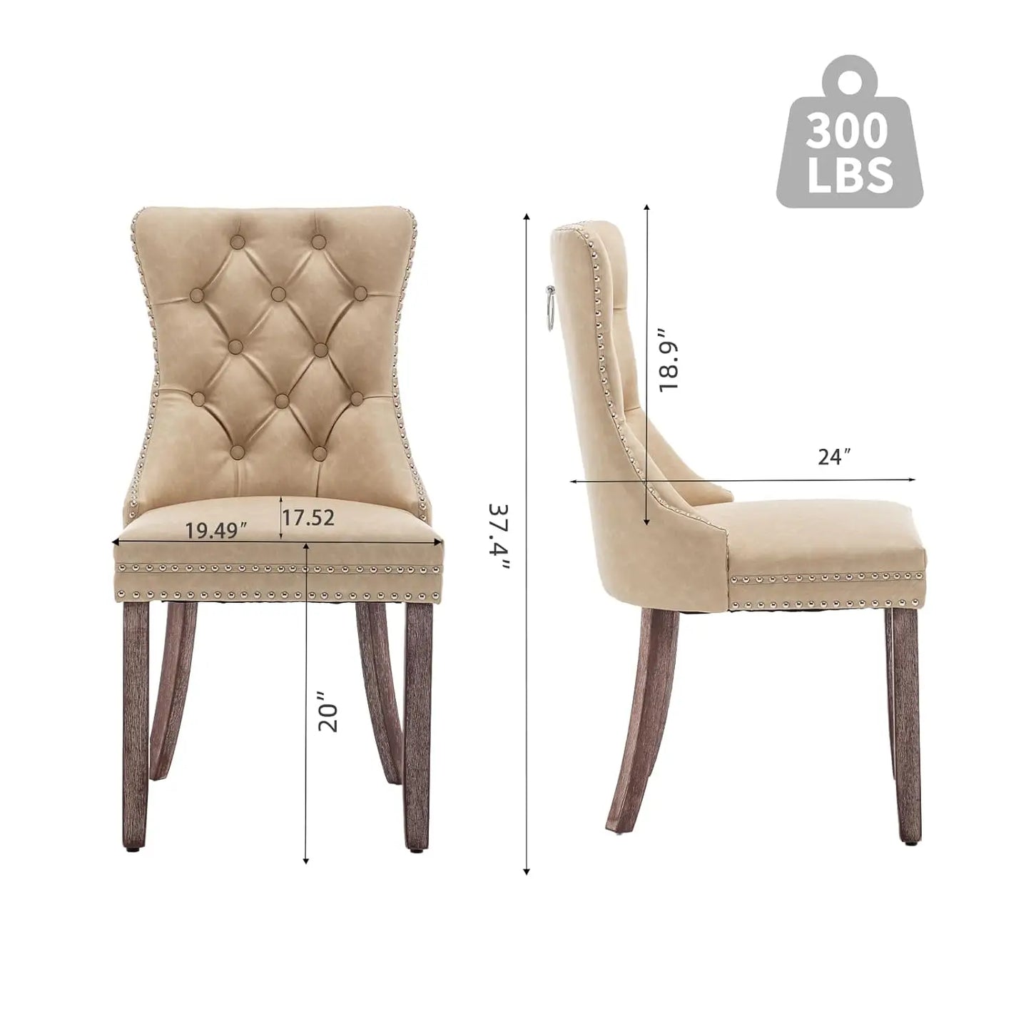 Synthetic Leather Dining Chairs Set Of 6 With Nailhead Trim Upholstered