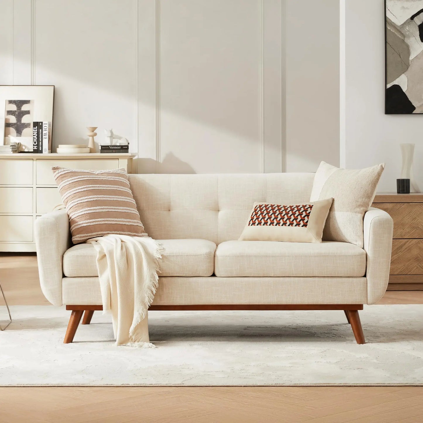 Loveseat Sofa Mid Century Modern Button Tufted Upholstered Customized