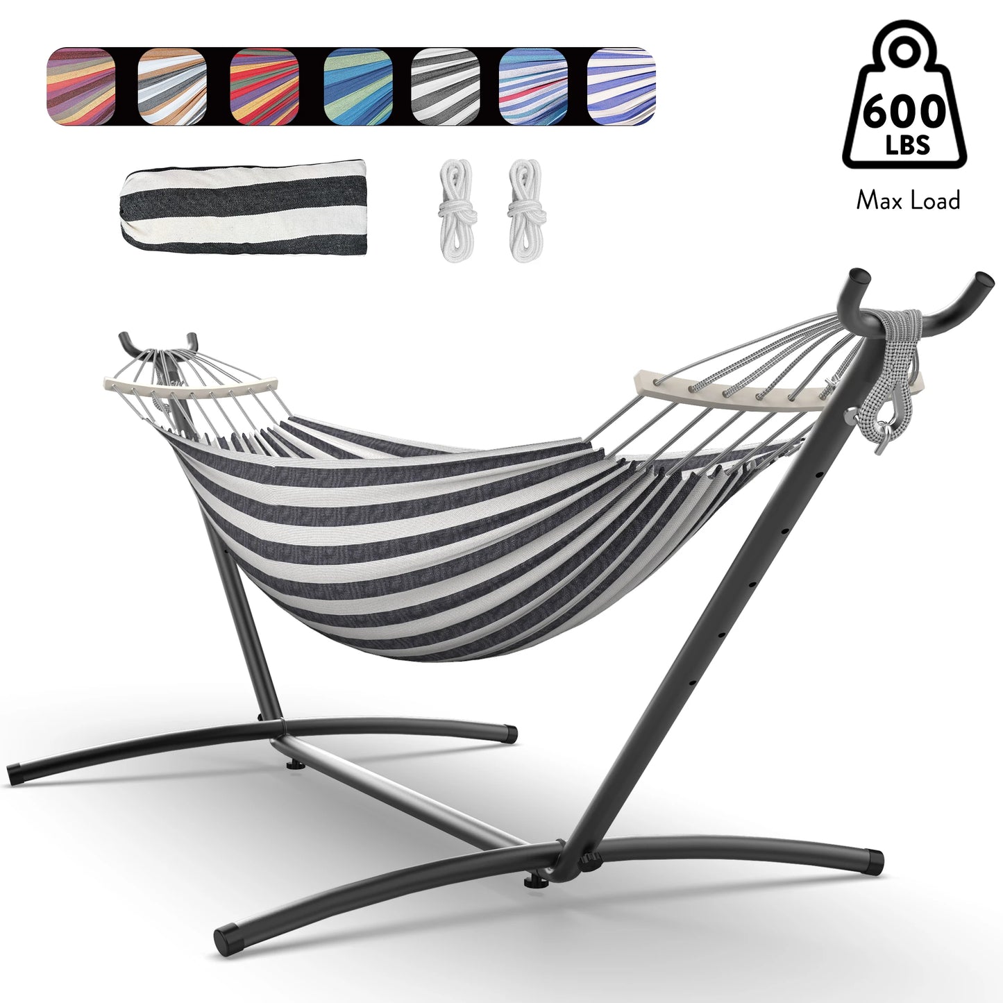 GYROOR Adjustable Outdoor Hammock Stand With 600 Lb Capacity