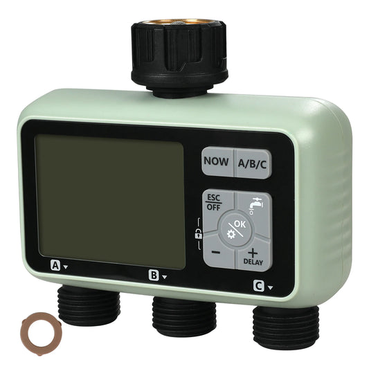 SucceBuy 3 Outlet Water Timer With LCD Display Rain Delay