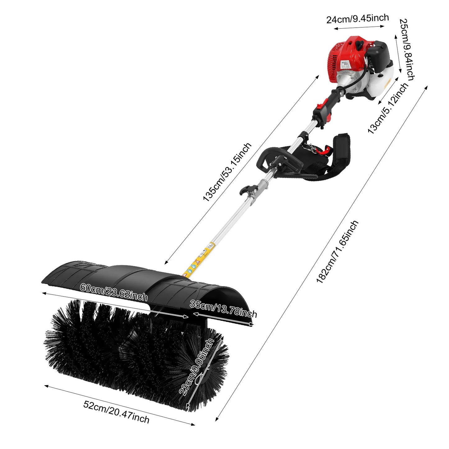 Gas Powered Walk Behind Sweeper 2.3HP For Driveways And Lawns