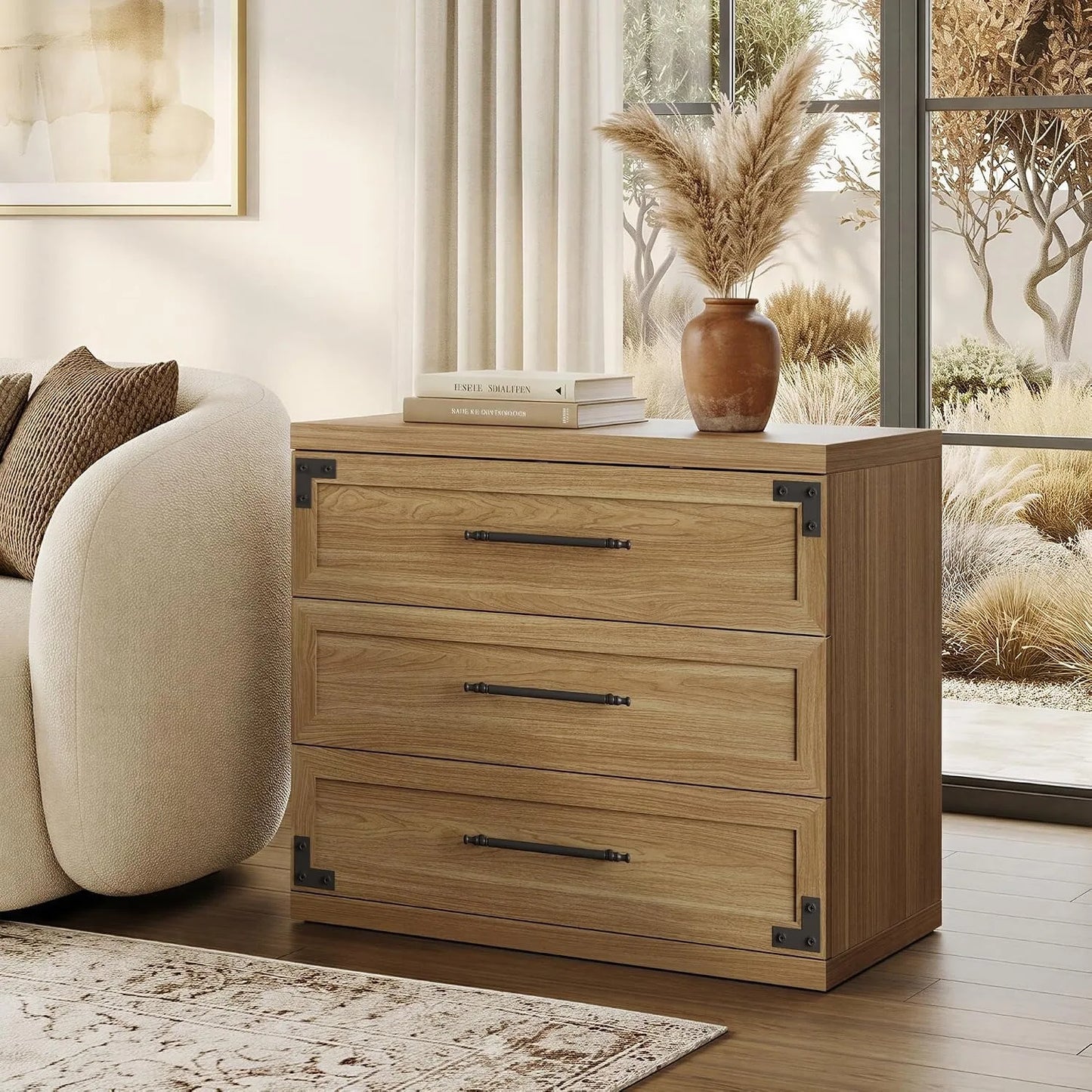 2 Pack Modern Nightstands With 3 Drawers Bedside Tables