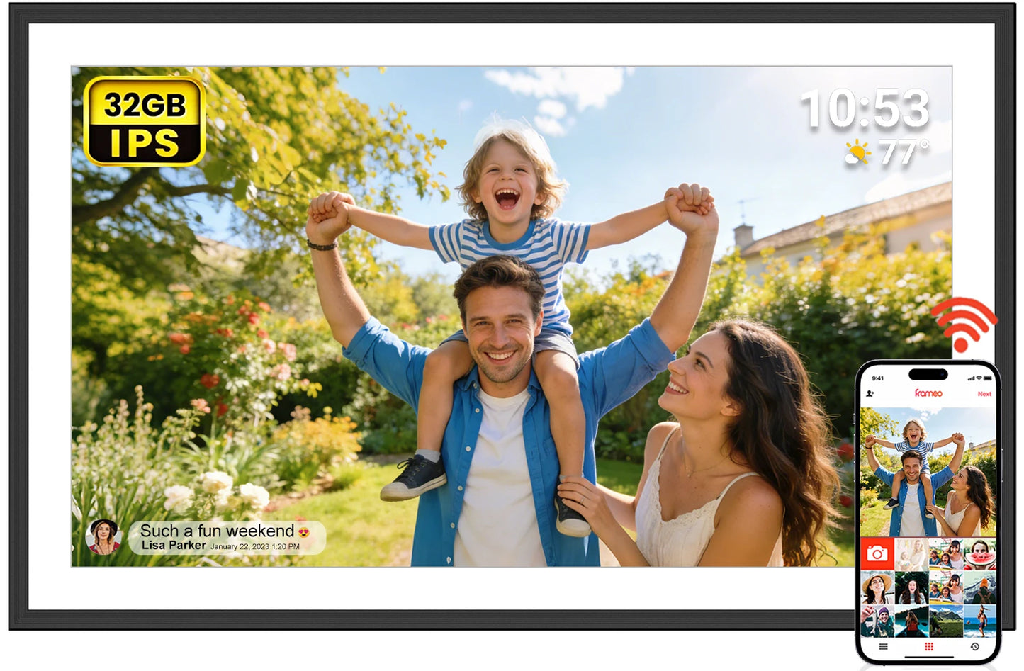 YENOCK 32GB Digital Photo Frame WiFi IPS HD Touch Screen