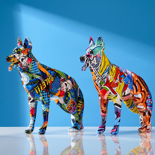 FLYuechun Ranan German Shepherd Resin Art Sculpture For Home Decor