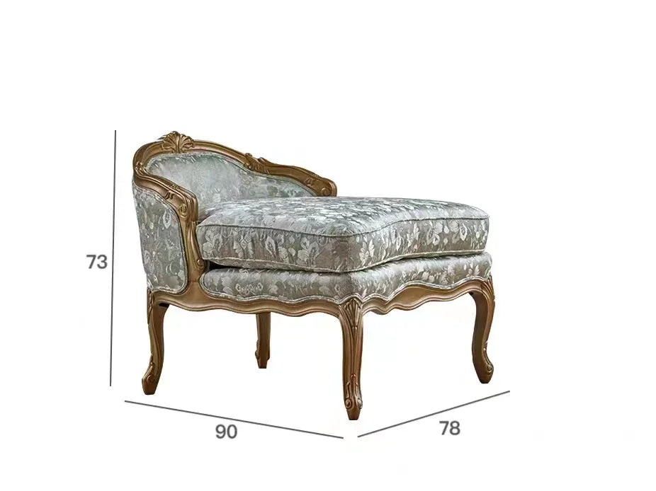 French Style Solid Wood Carved Recliner Single Sofa Chair