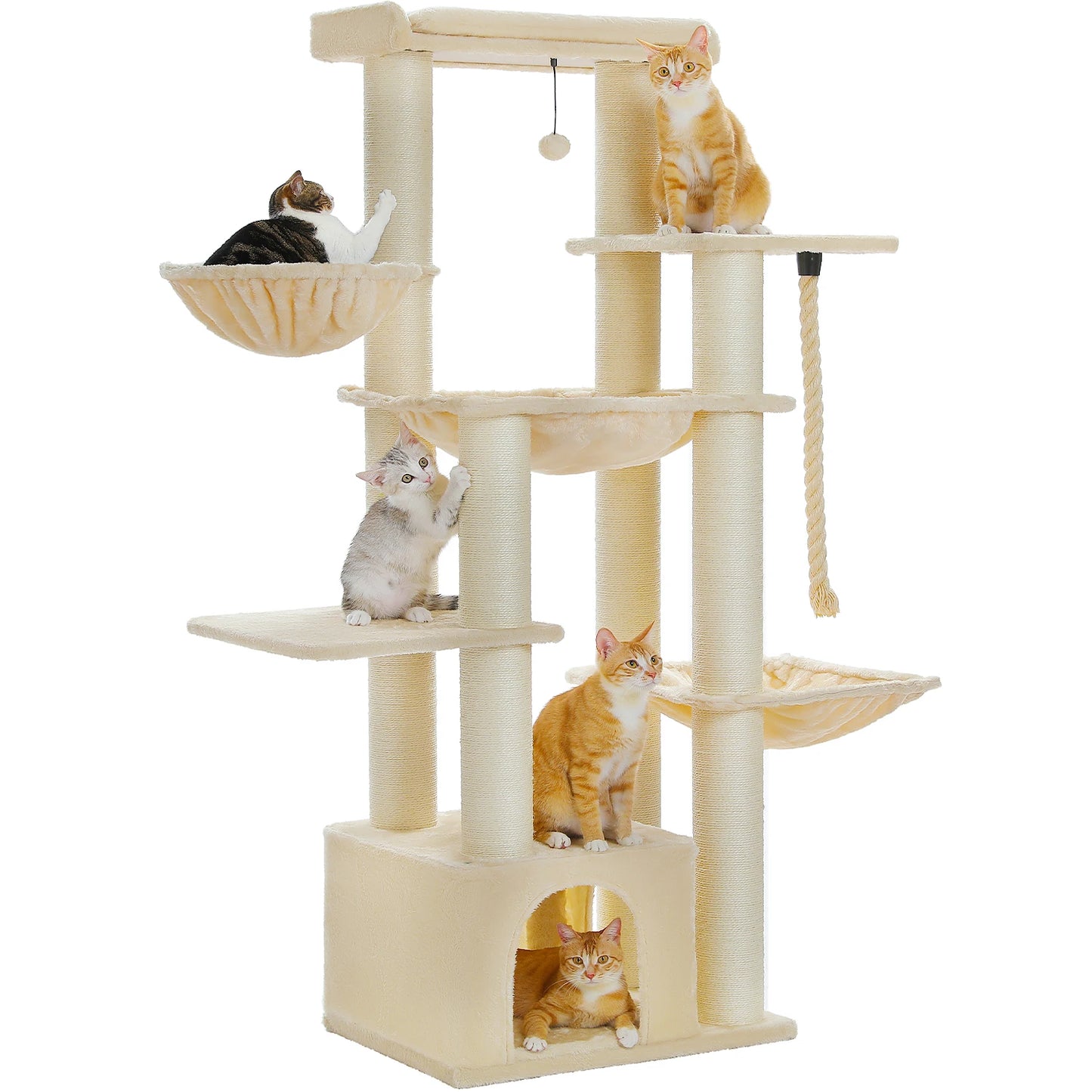 PEQULTI CN Multi Level Cat Tree With Scratching Posts And Cozy Condo