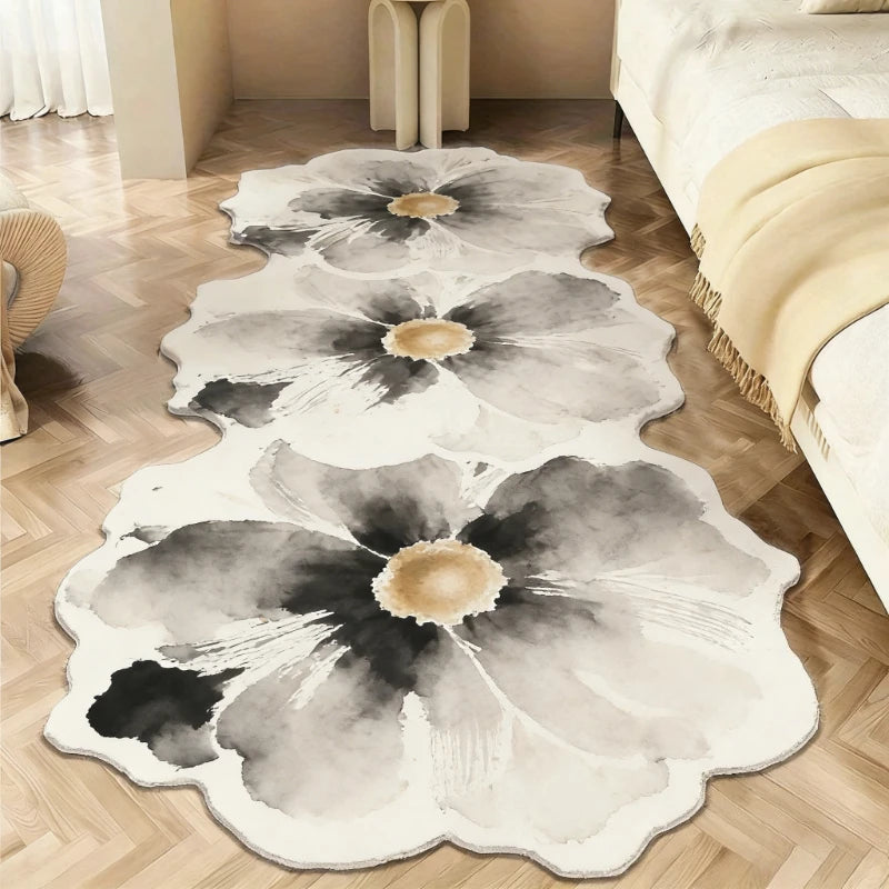 Floral Irregular Plush Rug For Bedroom Living Room Floor Mat