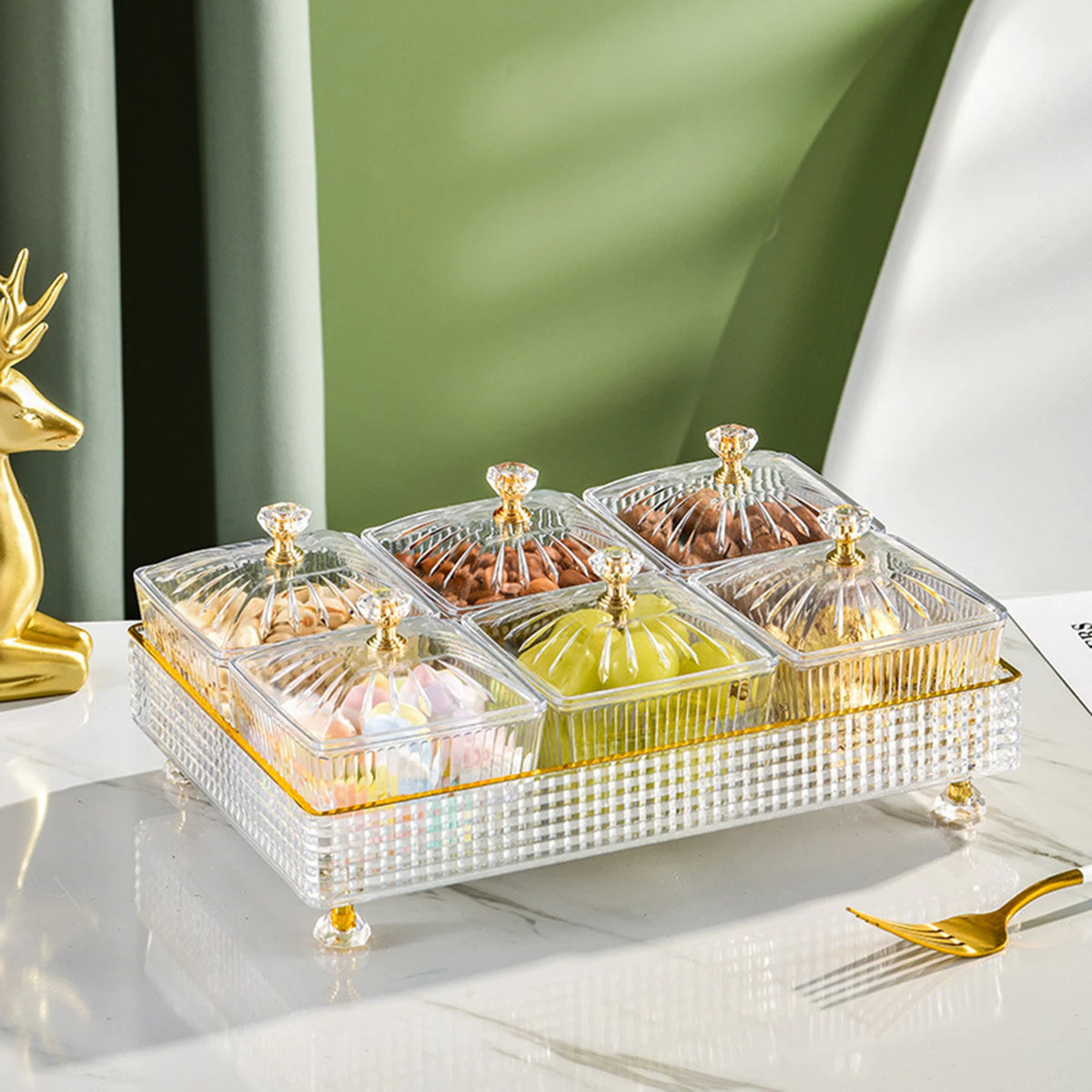 Removable Serving Dishes with Lid Decorative Snacks Tray Fruit Plate Fruit Platter for Candy Dessert Veggies Nuts Snacks