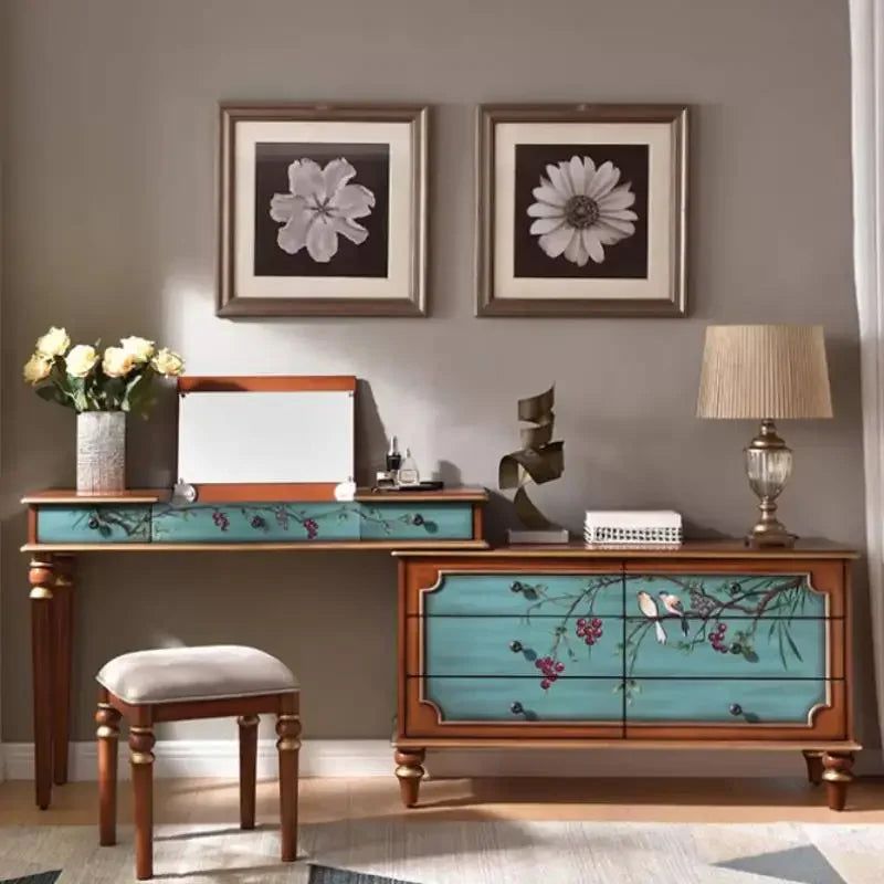 Hidden European Vanity Table Dest Drawer Brown Saving Small Dressing Table Corner Wood Space Makeup Tafel Furnitures For Bedroom