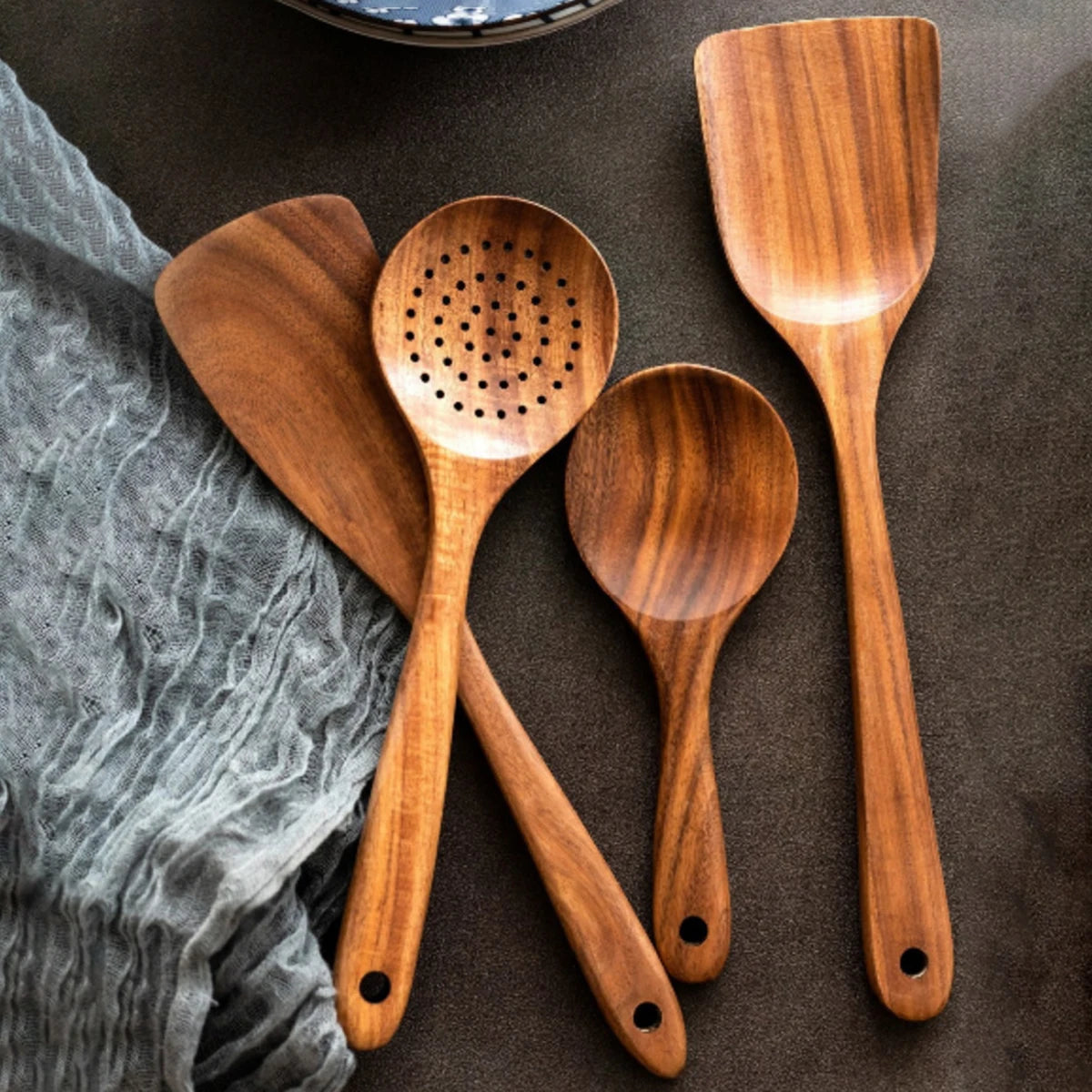 Wood Kitchen Utensil Set Spatula Spoon Fork Stirring Tools