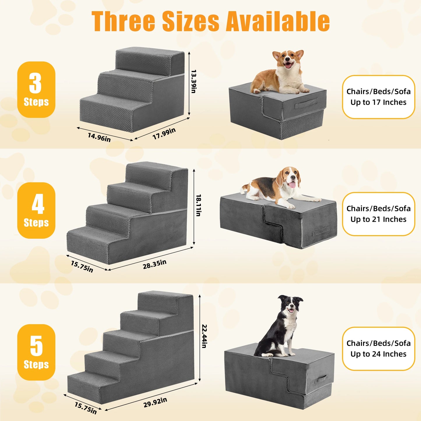 JHK Right Angled Foam Dog Stairs Ramp for Small Dogs