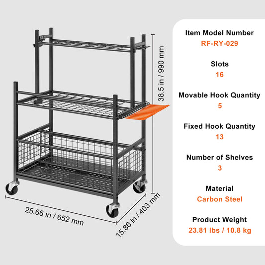 SucceBuy 16 Slot Garden Tool Organizer Tower Rack With Hooks