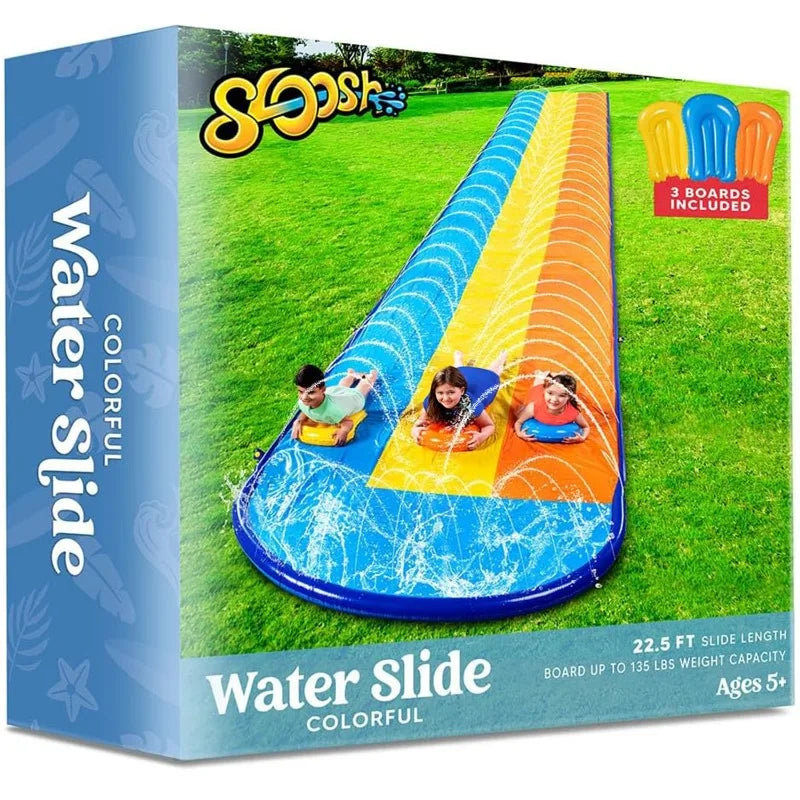 Joyfy Triple Lawn Water Slide With Built In Sprinkler