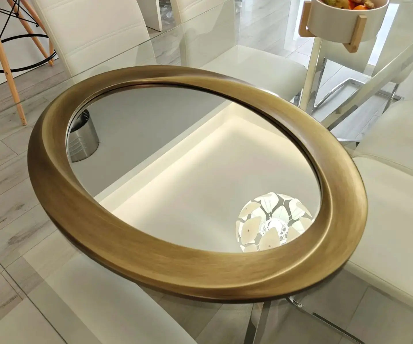 Oval Wall Mirror Beveled Edge Baroque Frame Vanity Mirror