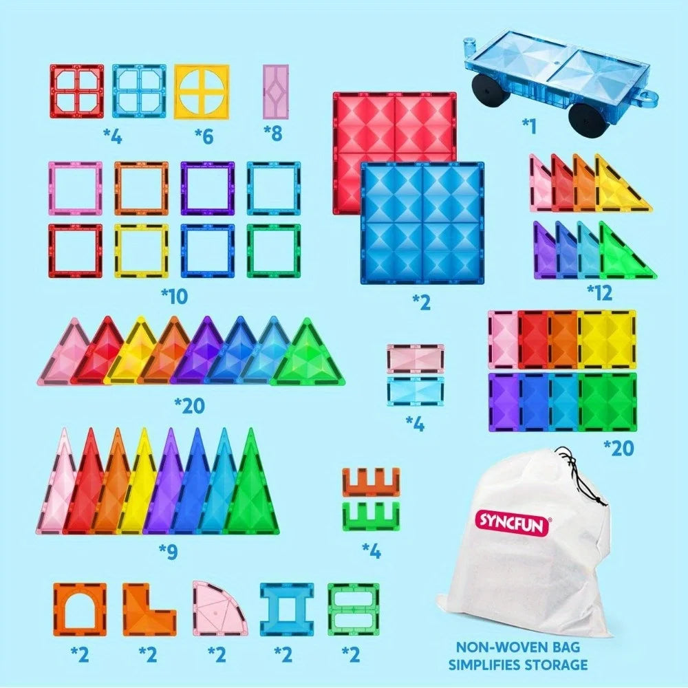 Joyfy Magnetic Building Tiles 3D Set With Vehicle Blocks For Kids