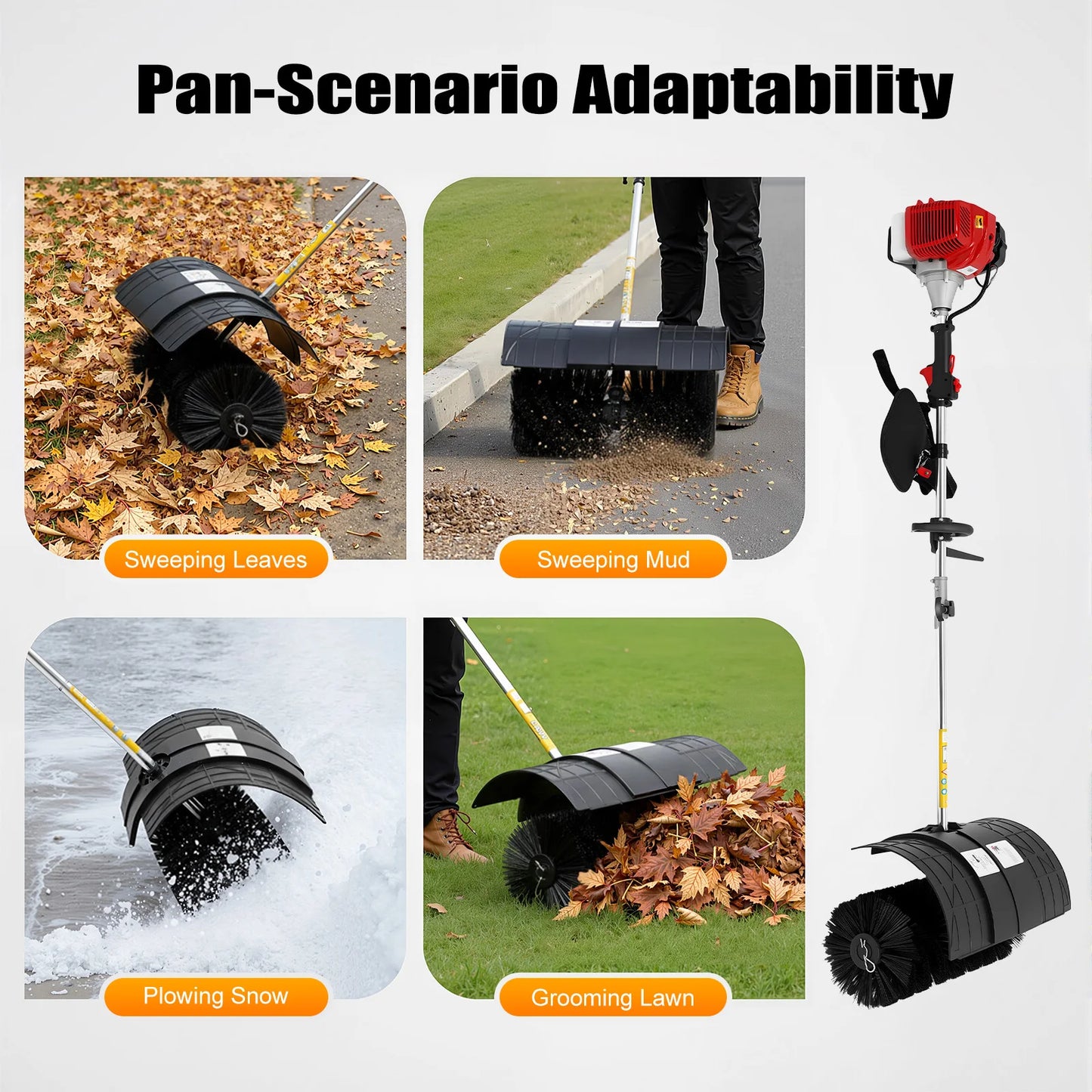 Gas Powered Walk Behind Sweeper 2.3HP For Driveways And Lawns
