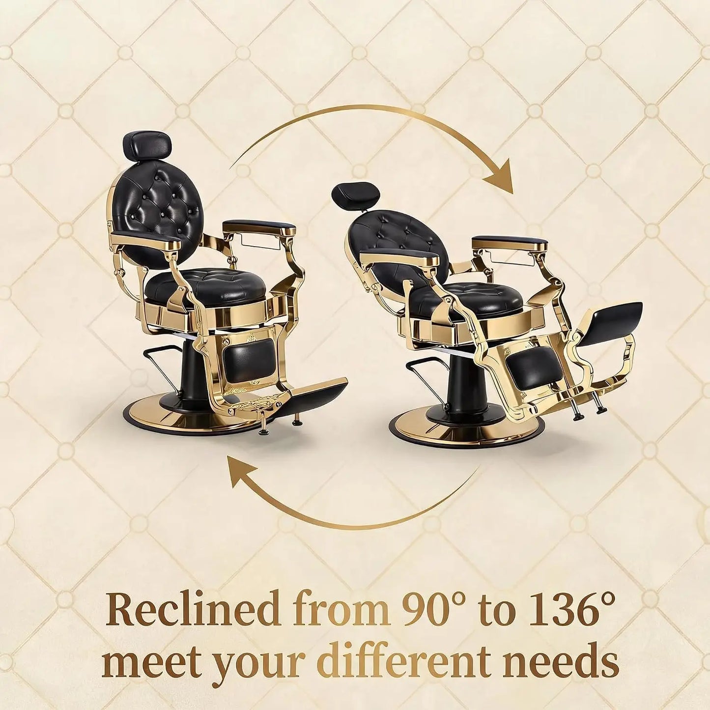 Vintage Barber Chair With Hydraulic Recline And 360 Degree Swivel