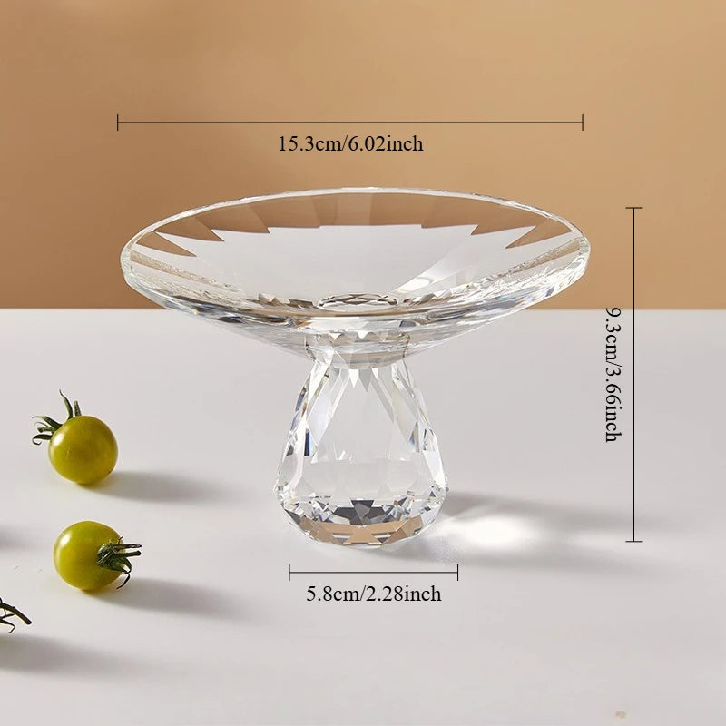 K9 Crystal Glass Cake Stand,Crystal Glass Fruit Plate, Display Desserts Holder for Wedding Cakes Serving Platters