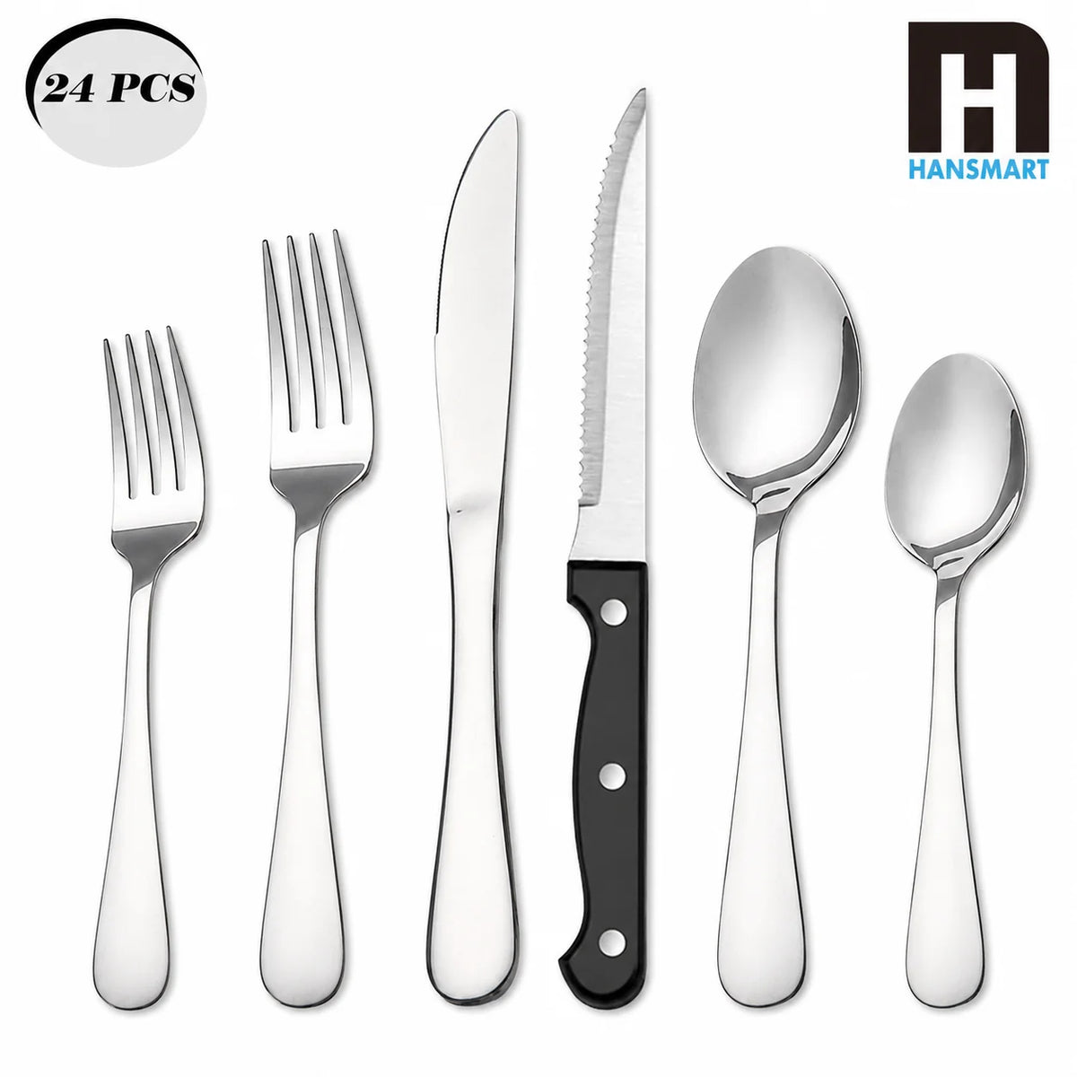 HanSMART Stainless Steel Flatware Set Mirror Polished Cutlery