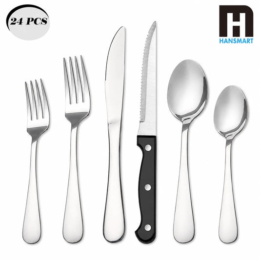 HanSMART Stainless Steel Flatware Set Mirror Polished Cutlery