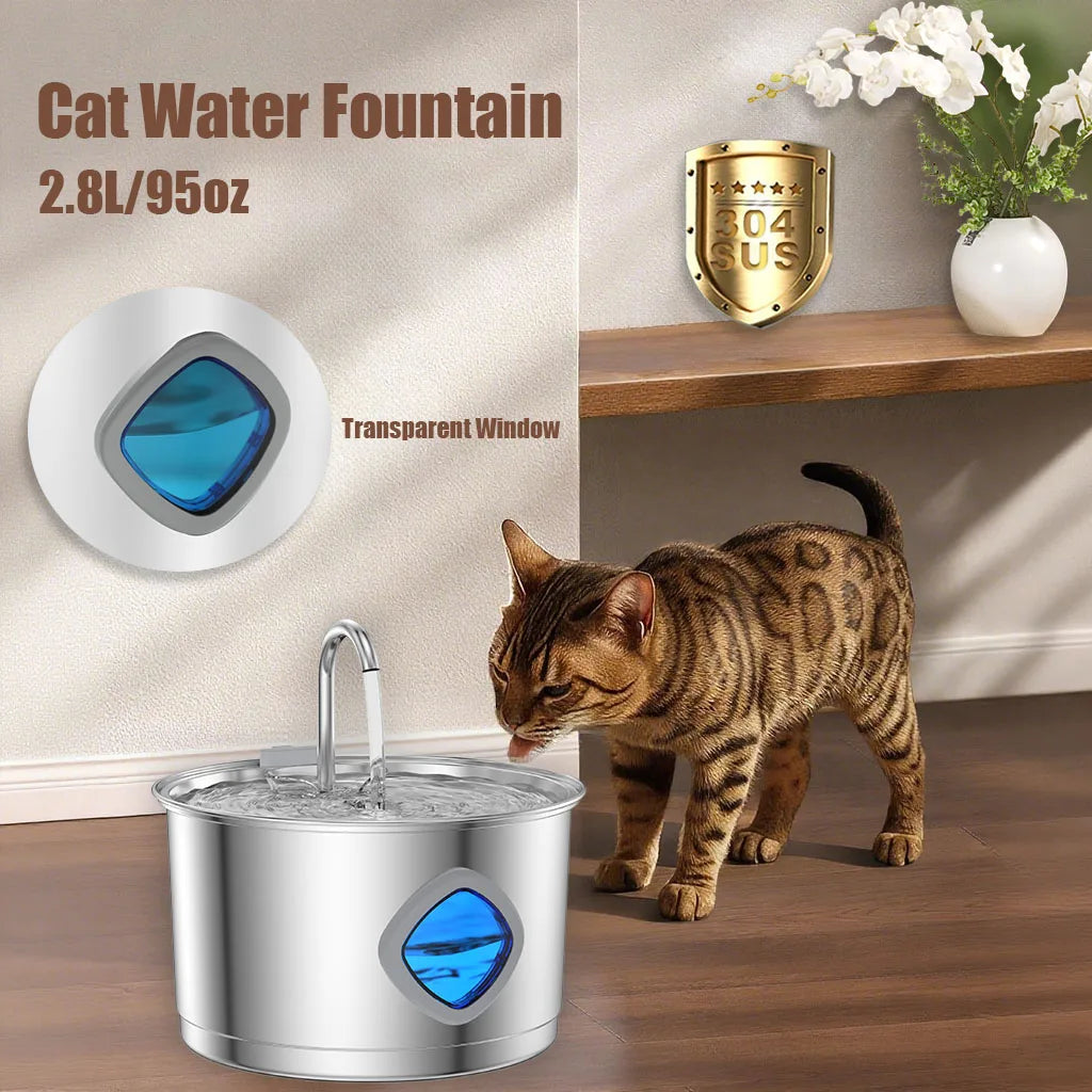 JLVDXN Automatic Cat Water Fountain Stainless Steel With Filter