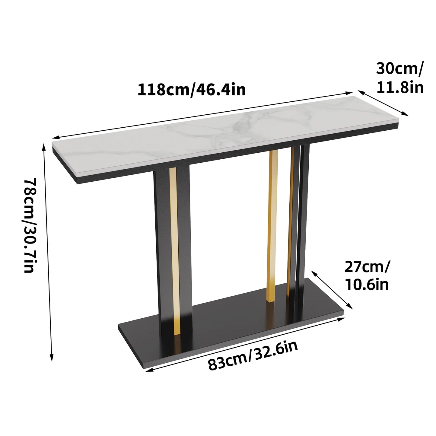 Marble Texture Console Table Narrow Hallway Sofa Table Display Stand