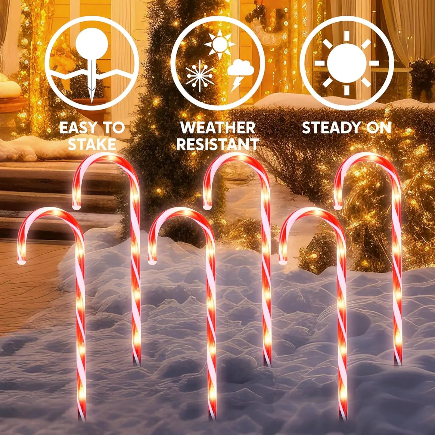 Joyfy Christmas Candy Cane Pathway Lights Set Of 12