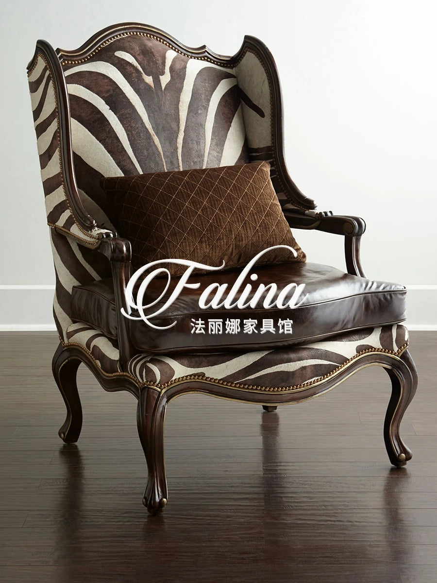 American solid wood single sofa chair high-end villa club leisure living room high backrest sedentary not tired
