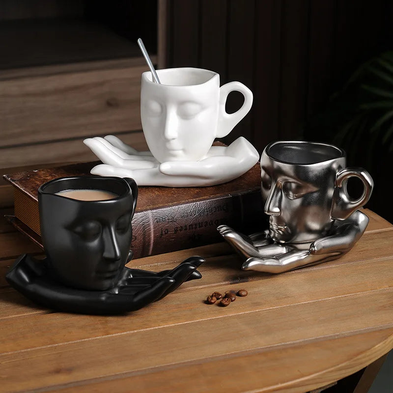 High-Temperature Ceramic Abstract Art Hand Scented Mugs and Saucers