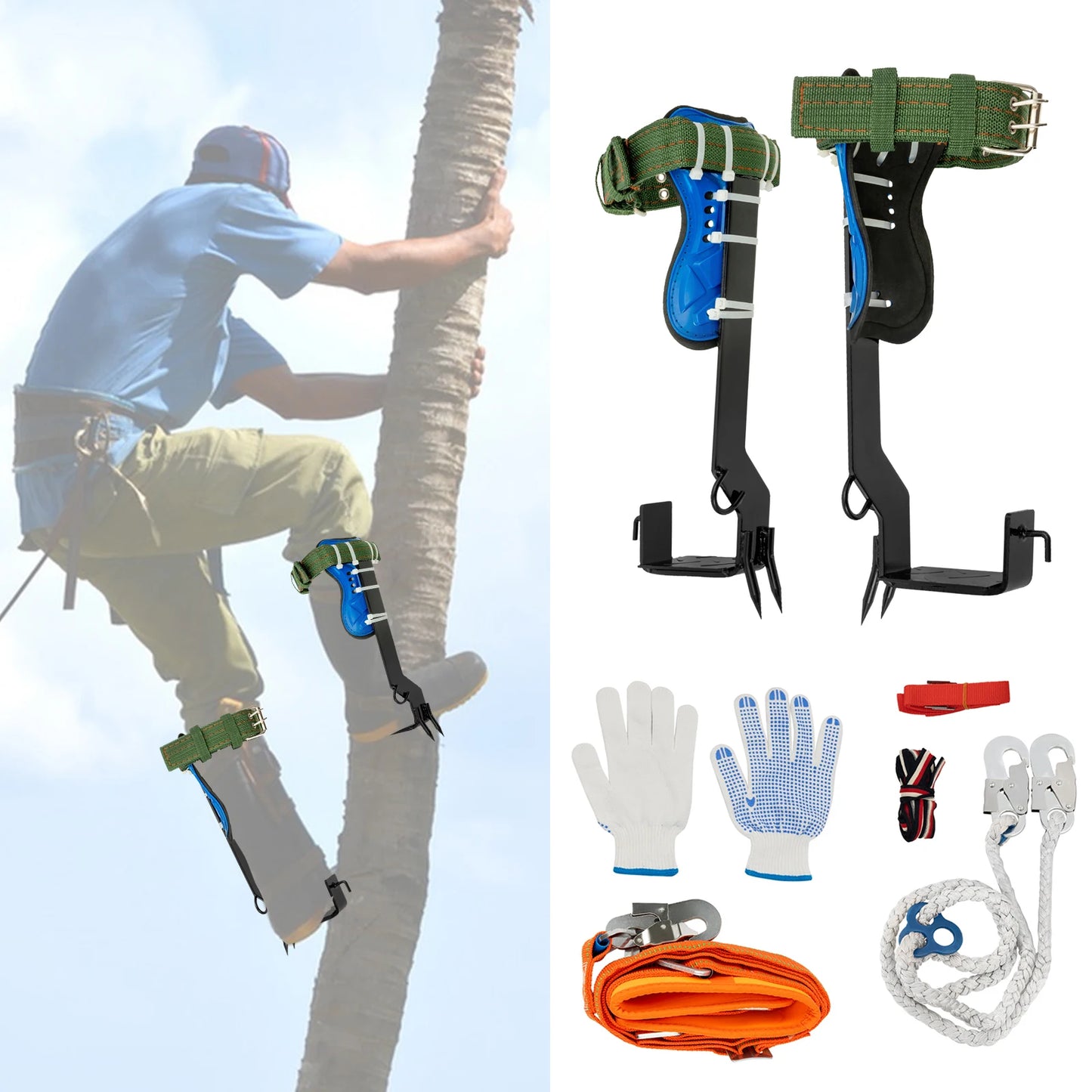 Tree Climbing Kit With Safety Belt And Wide Foot Pedal