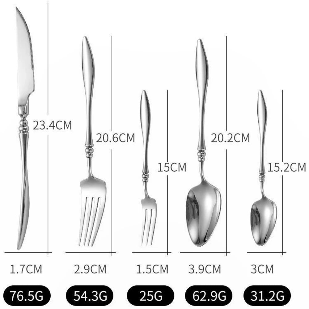 YIJIANDNEW 5Pcs Stainless Steel Cutlery Set 304 Dinnerware Dishwasher Safe