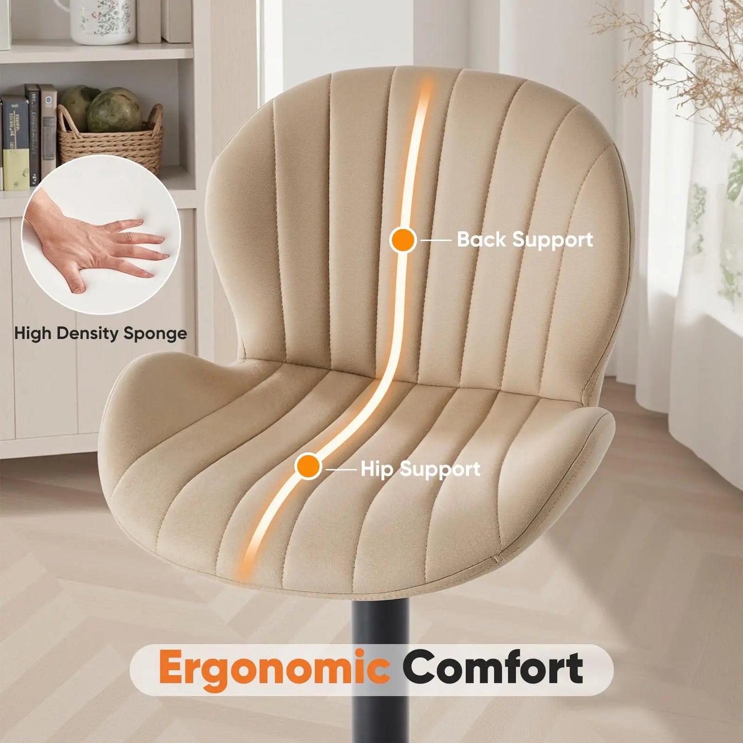JHK Ergonomic Modern Kitchen Chairs Set of 2 Fabric Upholstered