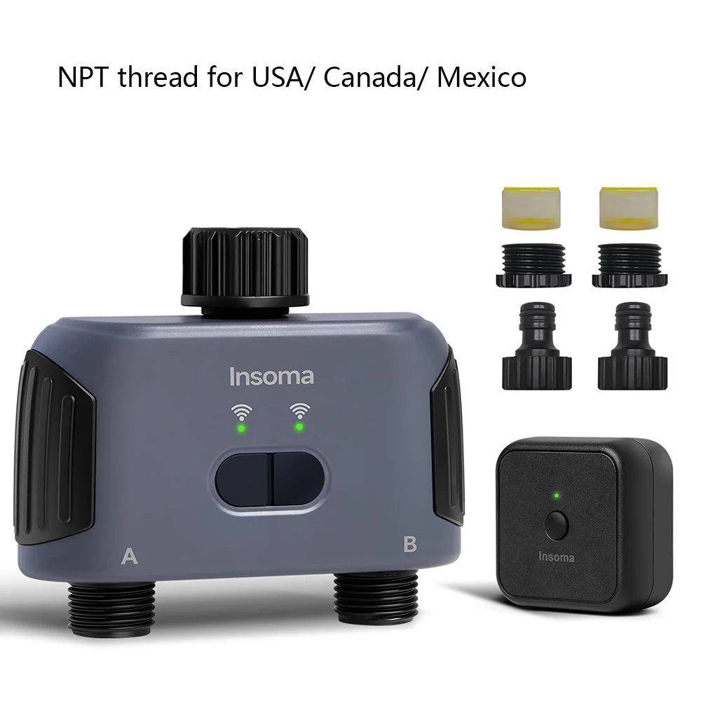 Insoma Zigbee WiFi Automatic Water Timer 2 Outlet Garden Irrigation