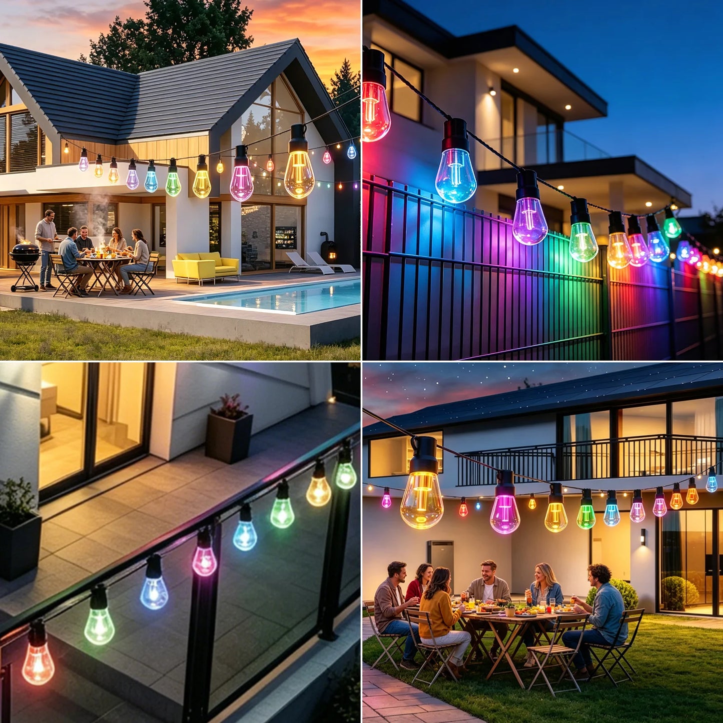 KISUFU Outdoor Smart LED String Lights IP67 Waterproof With App