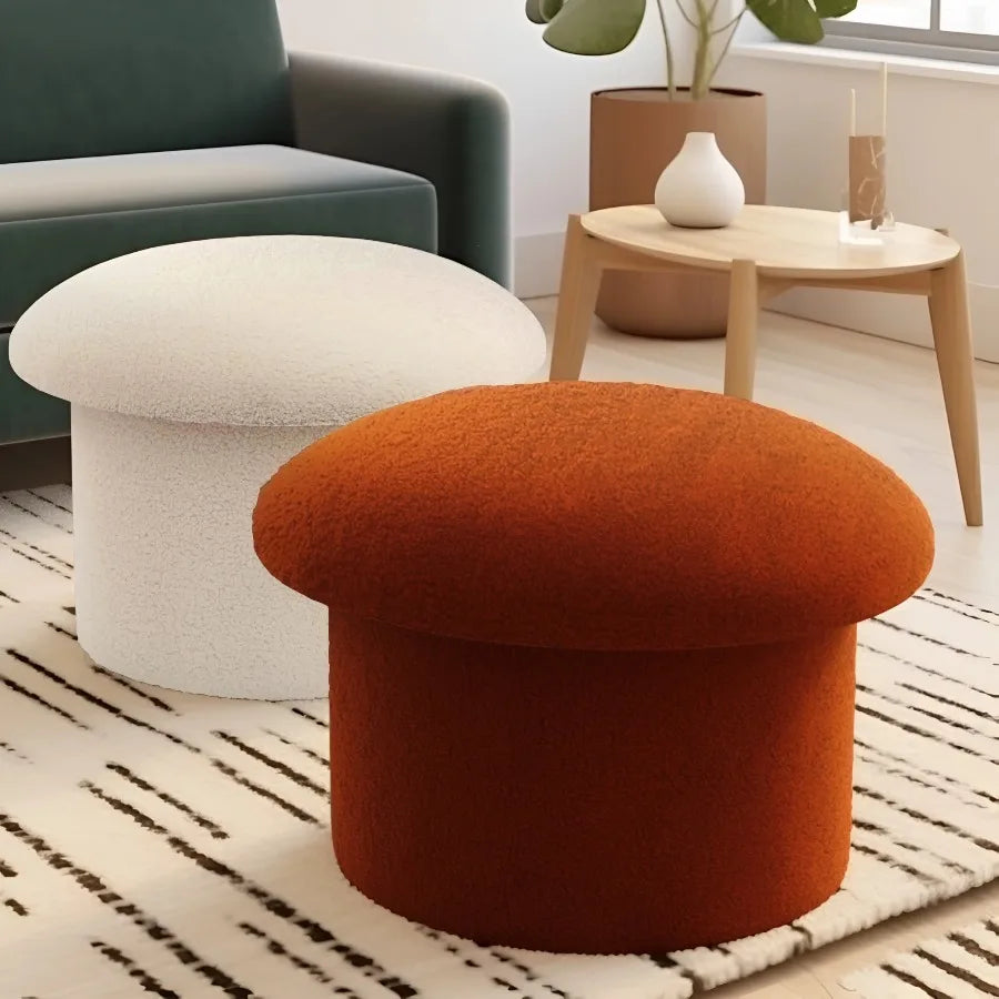 Mainstays Mushroom Boucle Storage Ottoman Upholstered Footrest