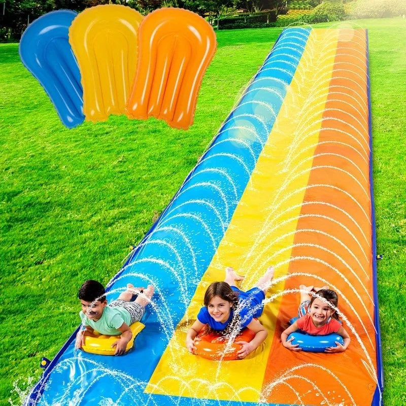Joyfy Triple Lawn Water Slide With Built In Sprinkler