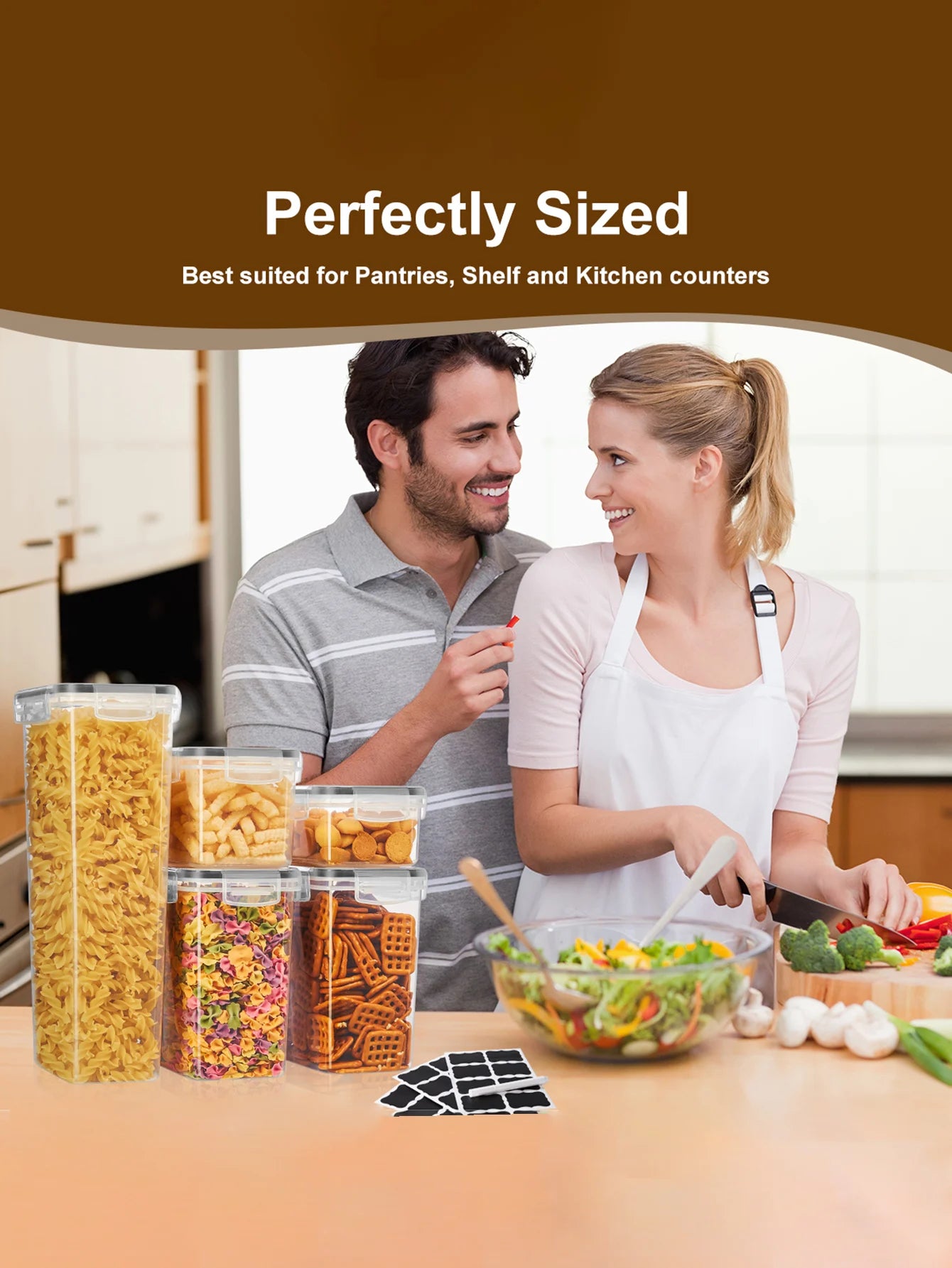 48 Count Sealed Plastic Food Storage Containers With Lids For Pantry Labeled