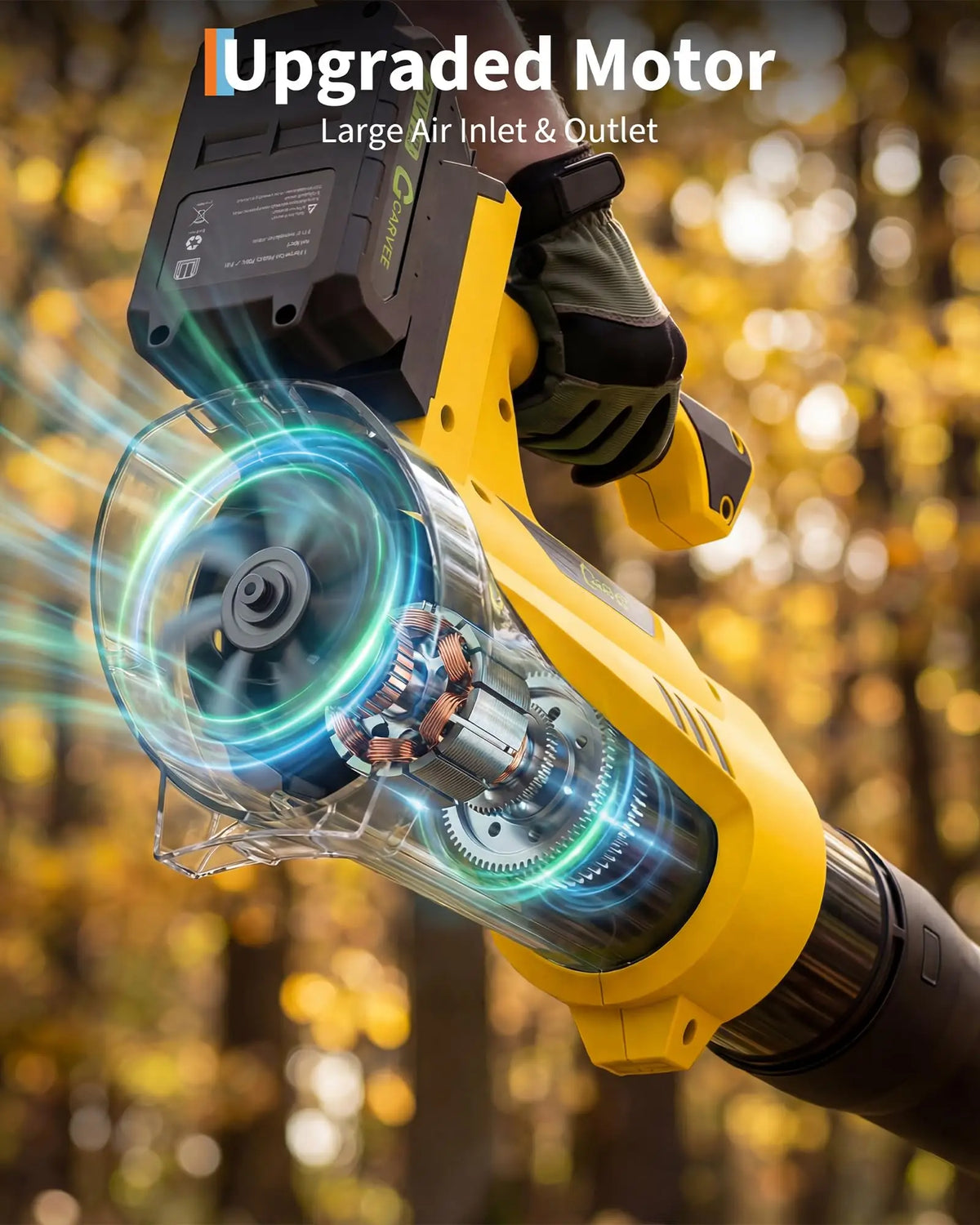 20V Cordless Leaf Blower, 550 CFM 130 MPH Brushless Motor, 6 Variable Speed, 2×2.0Ah Batteries & Fast Charger, 6.99Lbs Lightweight Quiet Electric Blower for Lawn Patio Yard, Yellow
