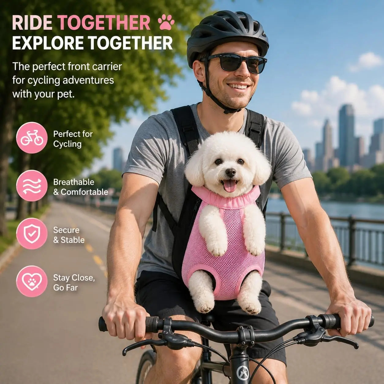 Front Carrier for Small Dogs and Cats with Breathable Legs Out Design